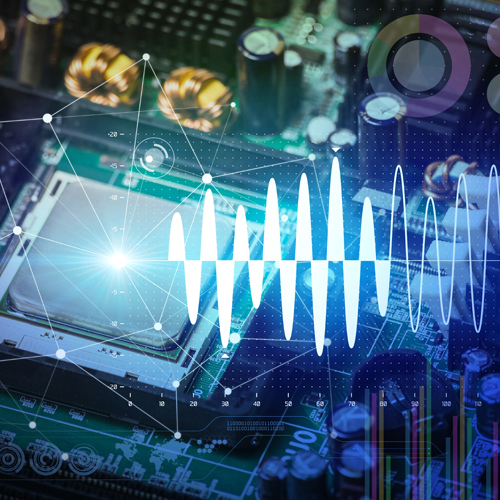 Collage von Mikrochips und Halbleitern