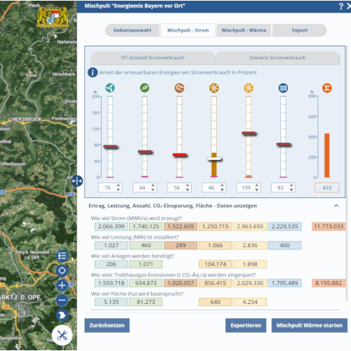 Ein Screenshot der Platform Energie-Atlas Bayern