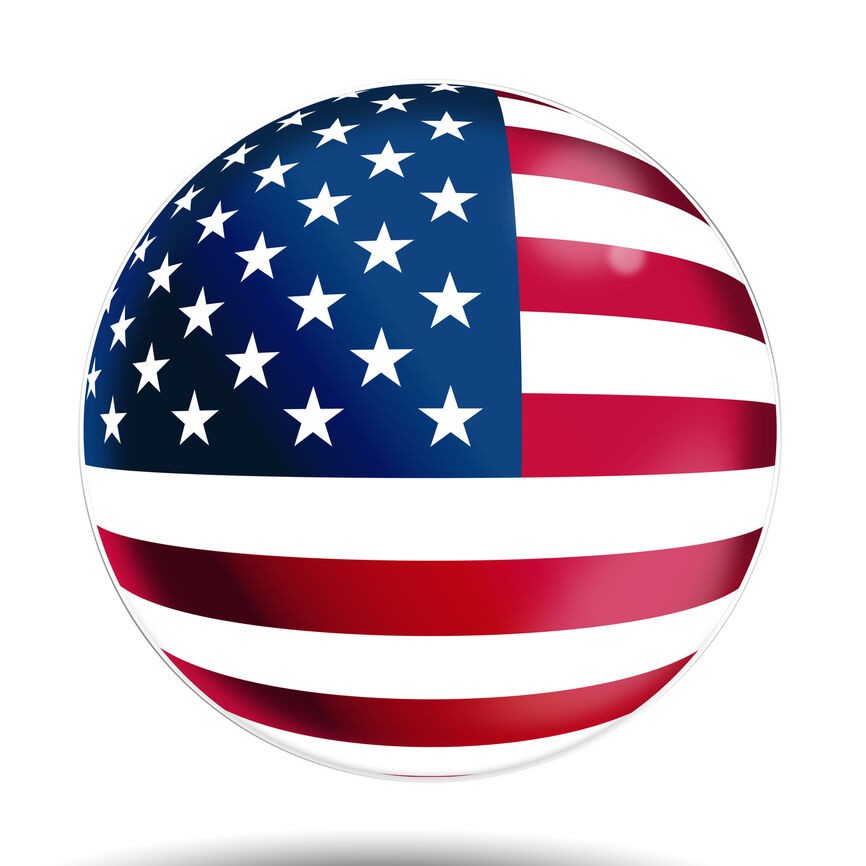 Flagge der USA in Form einer Kugel