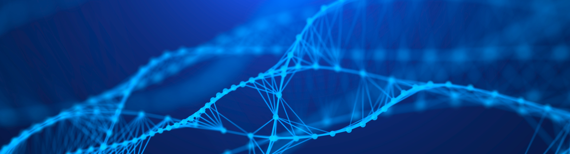 Auf dem Bild ist ein DNA Strang auf blauem Hintergrund zu sehen. 