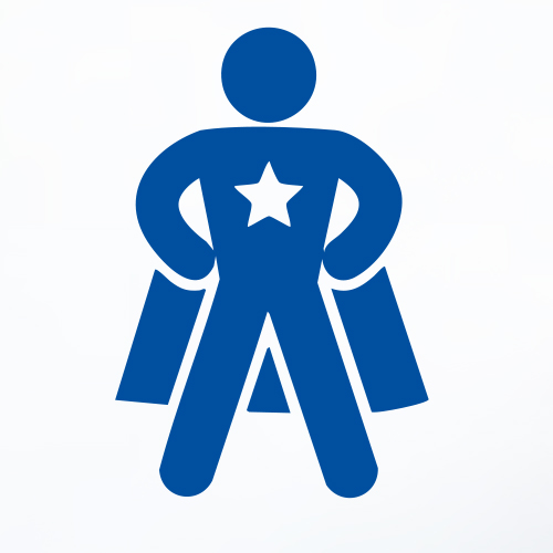 eine stilisierte Figur im Superhelden Outfit