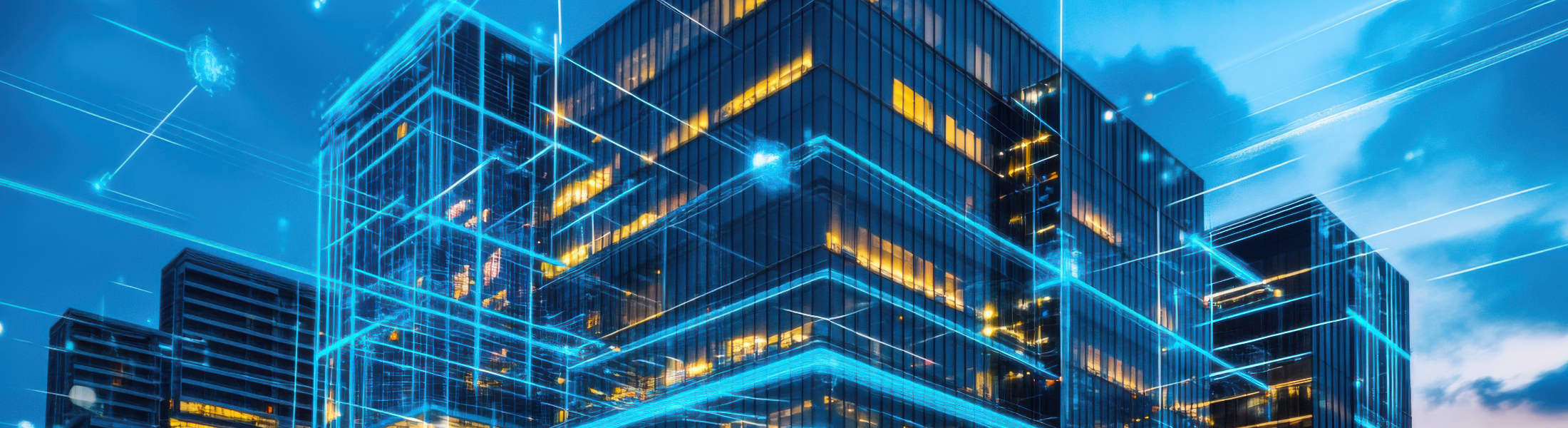 Futuristisches Gebäude in blau