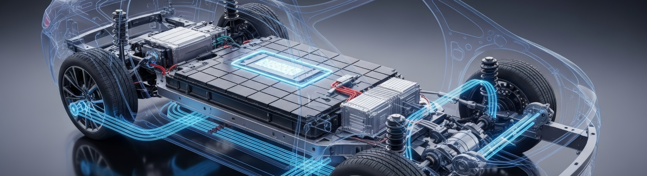 Autokarosserie mit Fokus auf Batterie