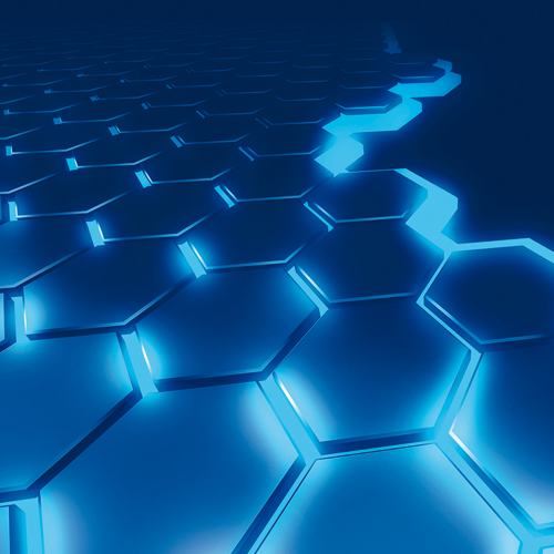 eine wabenartige Struktur in bläulichem Licht