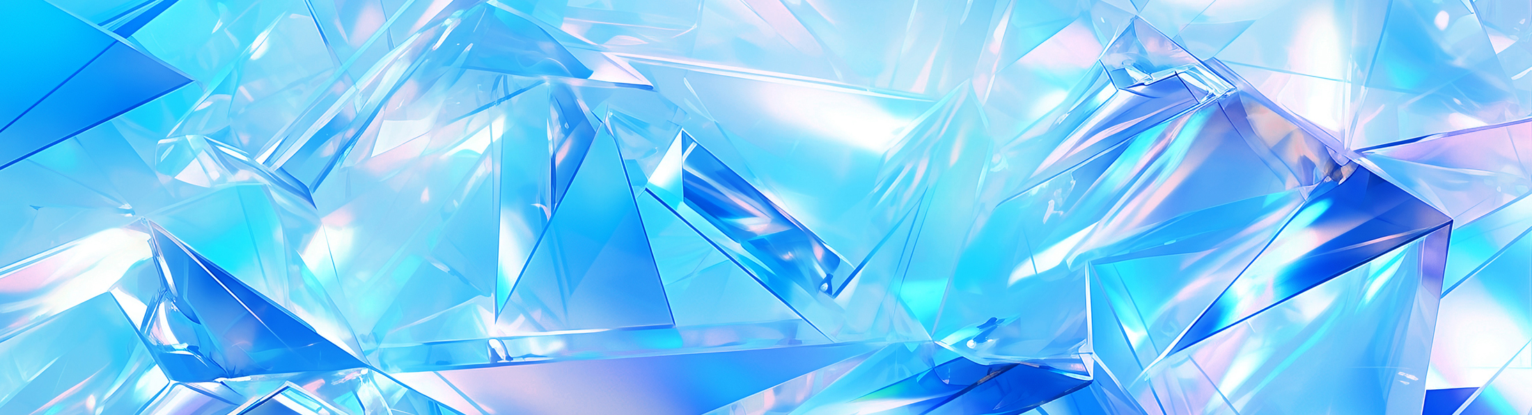 Hintergrund in Blau, übersät mit vielen blauen Glasteilen, die ein dynamisches Muster bilden.