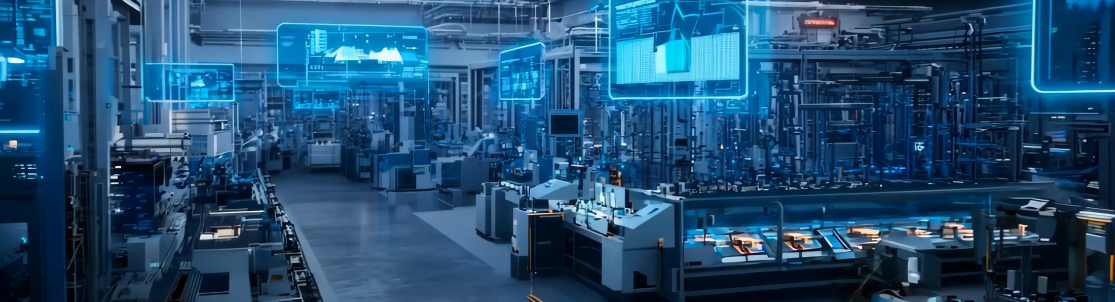 Fabrikhalle mit Maschinen, die für die Produktion in einem industriellen Setting genutzt werden.