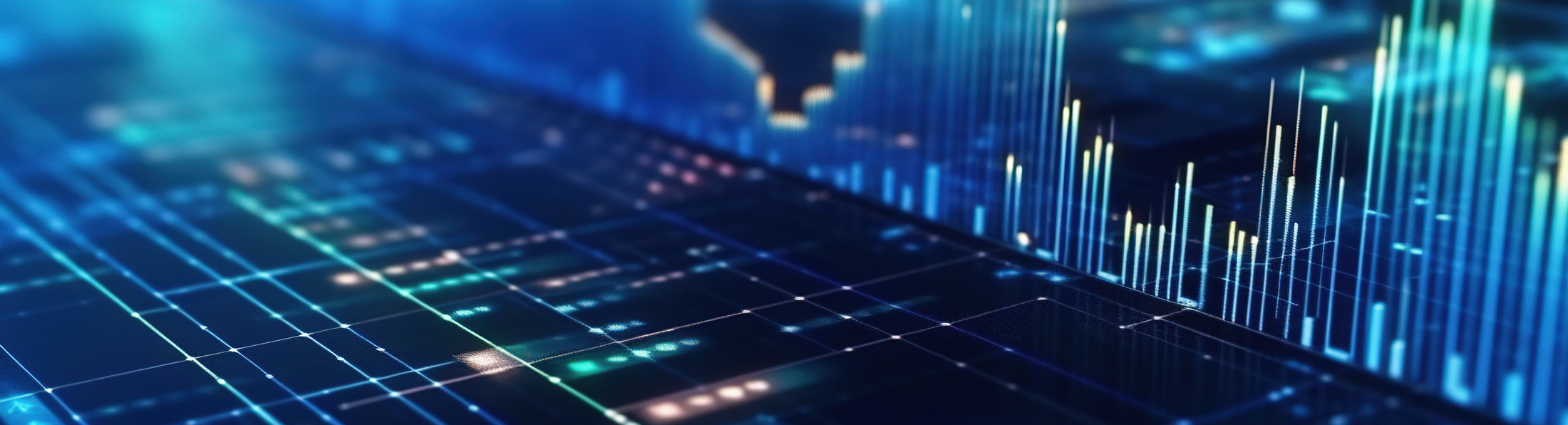 Nahaufnahme eines Diagramms mit blauer Hintergrundfarbe, das Daten visuell darstellt.