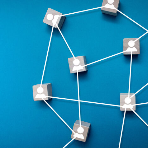 Vernetzungen auf blauen Hintergrund