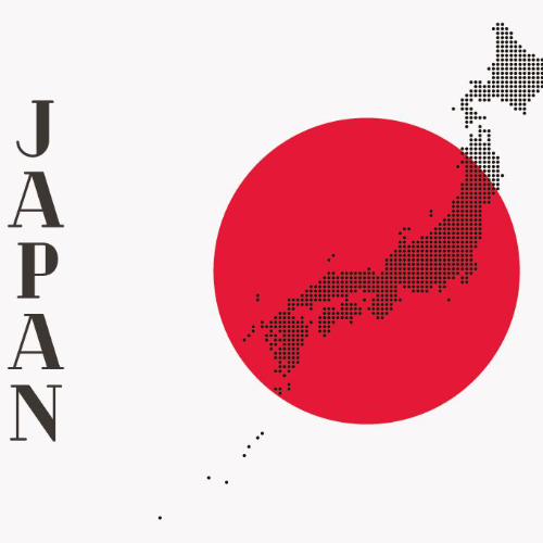 Japanische Flagge mit Landesumriss