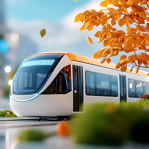 Ansicht einer modernen Straßenbahn, KI-generiert