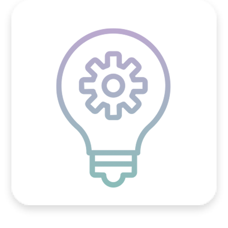 Icon von einem Zahnrad in einer Glühbirne