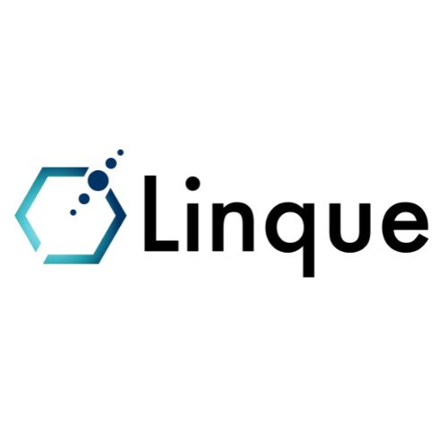 schwarze Schrift mit blauem 6-Eck davor