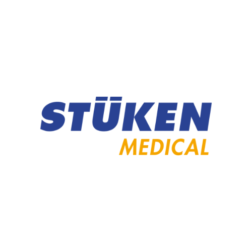 Logo mit dem Schriftzug 'STÜKEN' in blauer Großschrift und 'MEDICAL' in oranger Großschrift darunter
