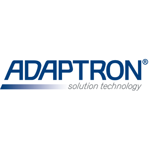 Firmenlogo der Adaptron GmbH mit Untertitel "solution technology"