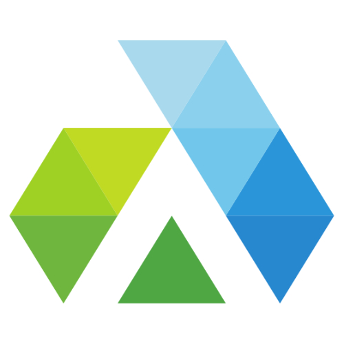 Logo der Firma Agitect GmbH: Ein dreieckiges Design in Grün und Blau, das moderne und dynamische Elemente symbolisiert.
