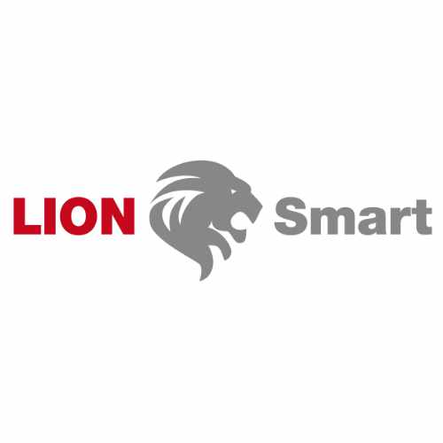 Firmenlogo der Firma Lion Smart GmbH, Schriftzug und Löwenkopf