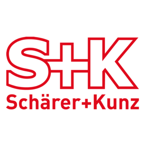 Firmenlogo "Schärer+Kunz GmbH" in roter Schrift