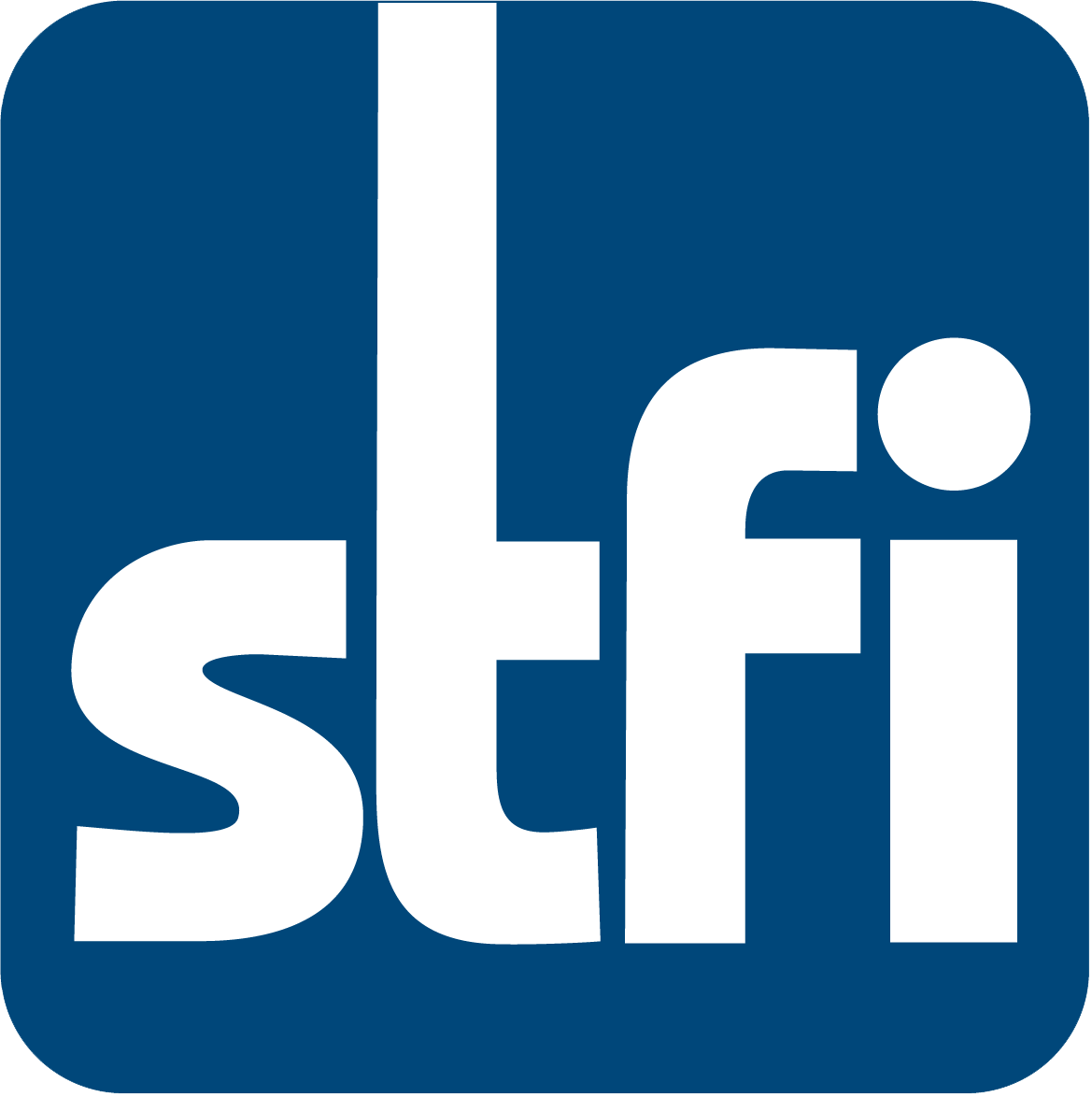 Logo des Sächsisches Textilforschungsinstitut e.V. bestehend aus dunkelblauem Hintergrund mit den weißen Buchstaben "stfi"