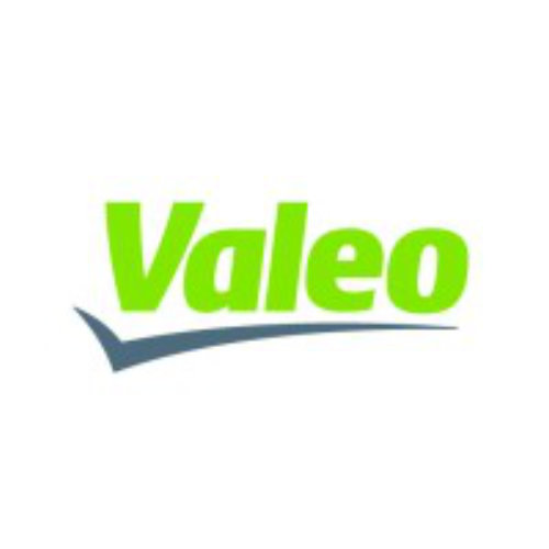 Logo der Valeo Schalter & Sensoren GmbH welches den grünen Schriftzug "Valeo" zeigt, der von einem grauen Haken unterstrichen wird