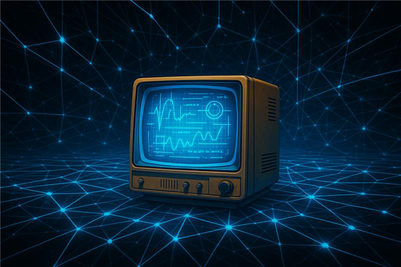 Ein alter Fernseher zeigt ein Diagramm auf dem Bildschirm an.