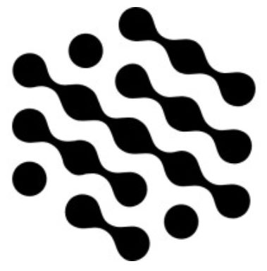 Logo of FHIIS-Grenzenlos project. Shwoing black dots, partly streched to be connected.