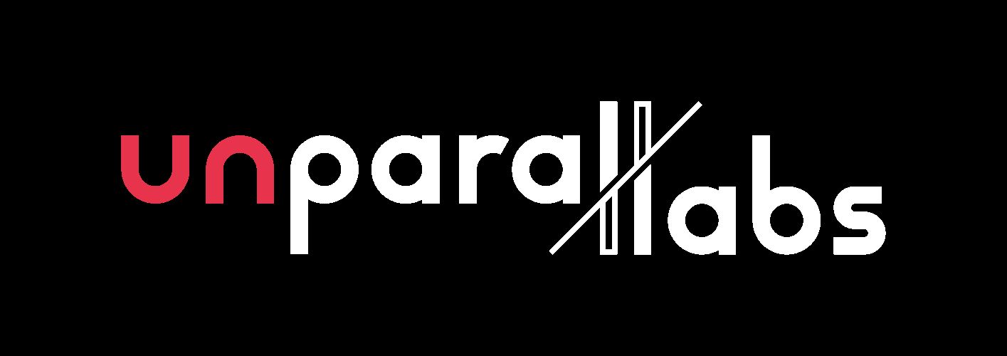 The Unparallabs log, showing the written name in two lines, connected by the L's.