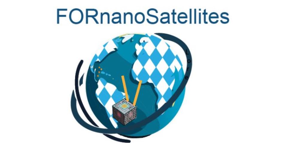 The FORnanaSatellietes logo, shwoing a planet with bavarian diamond shapes.