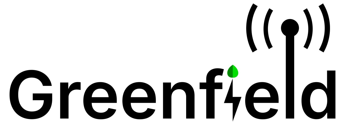 The Greenfield logo, wich shows the written name with lightning as an i and an antenna for an l.