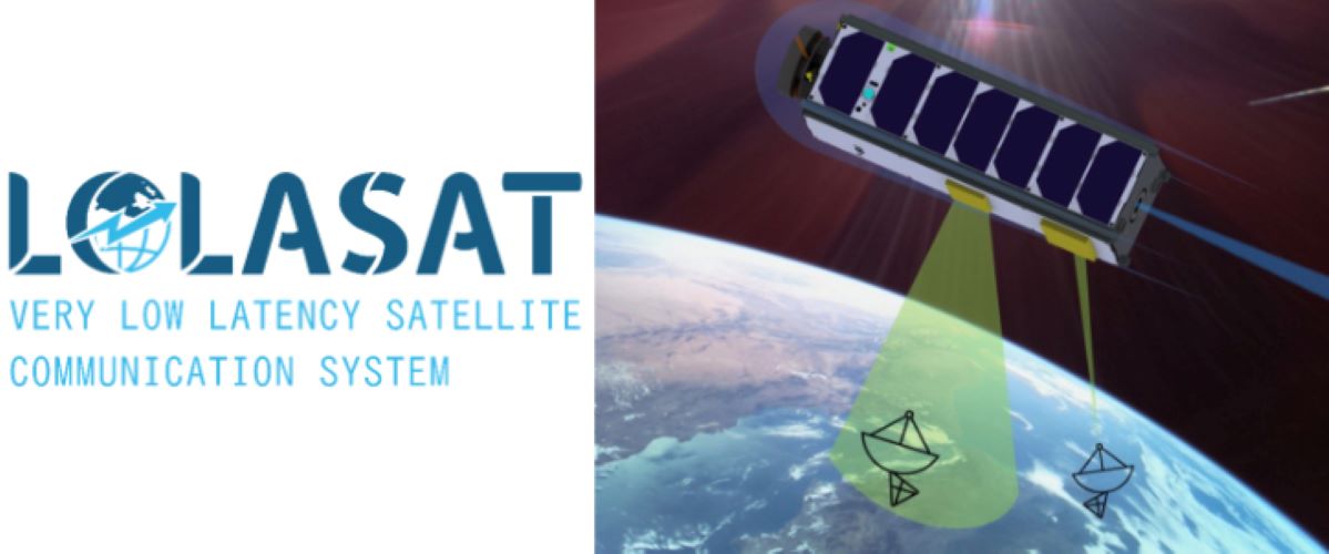 The LOLASAT logo, showing a sattelit over Earth.