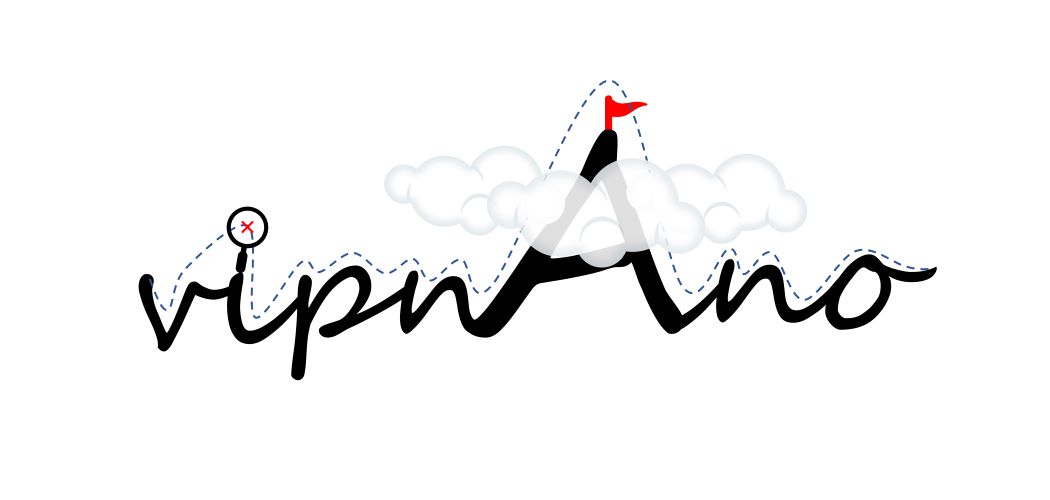 The Logo of vipnAno, wich shows the written word with a big A in the middle.