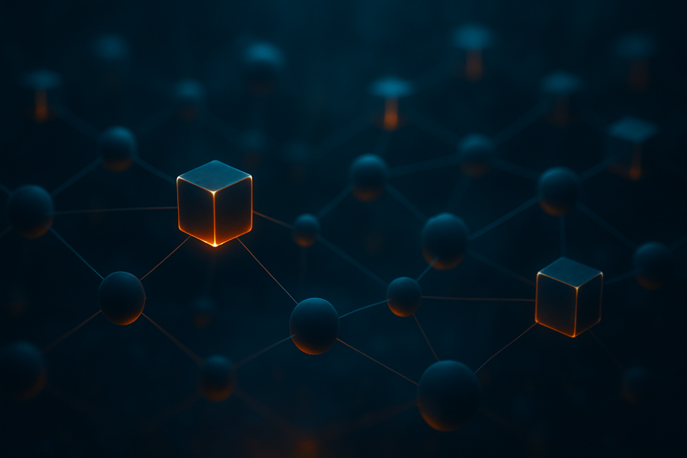 Blau, Schwarz, Orange, Quader, Moleküle