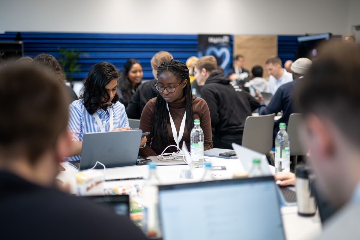 Menschen sitzen an Laptops und arbeiten