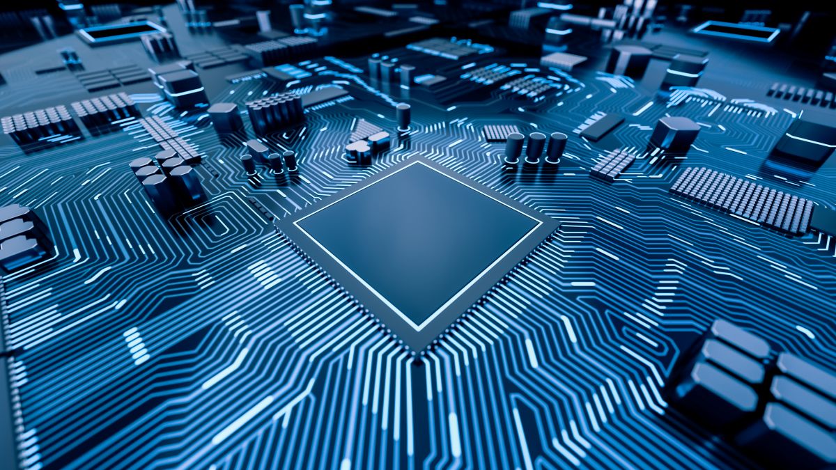Elektronikchip auf Leiterplatte