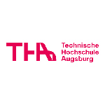 rote Schrift THA Technische Hochschule Augsburg auf weißem Hintergrund