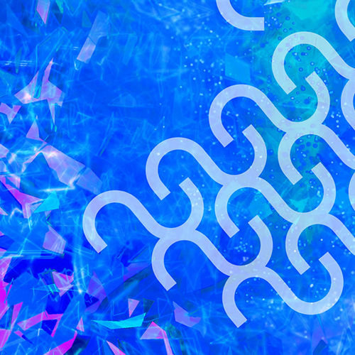 Abstrakter Hintergrund in Blau und Lila mit wellenförmigem Muster.
