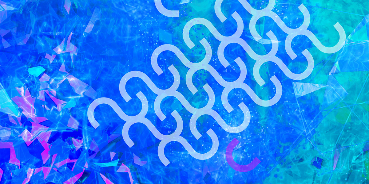 Abstrakter Hintergrund in Blau und Lila mit wellenförmigem Muster.