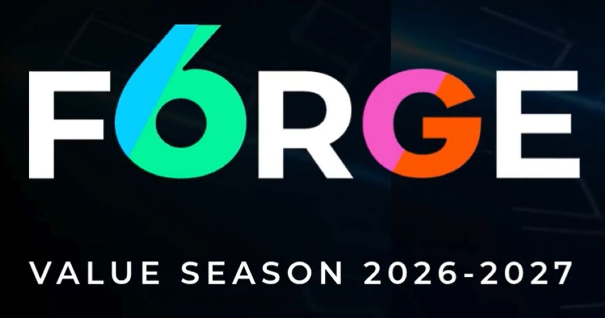 6G-Forge-Logo. Text in front a black background.