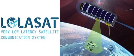 The LOLASAT logo, showing a sattelit over Earth.
