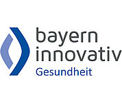 Auf dem Bild ist das Logo in blauer und grauer Schrift von Bayern Innovativ Bereich Gesundheit auf weißem Hintergrund zu sehen.