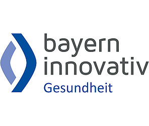 Auf dem Bild ist das Logo in blauer und grauer Schrift von Bayern Innovativ Bereich Gesundheit auf weißem Hintergrund zu sehen.