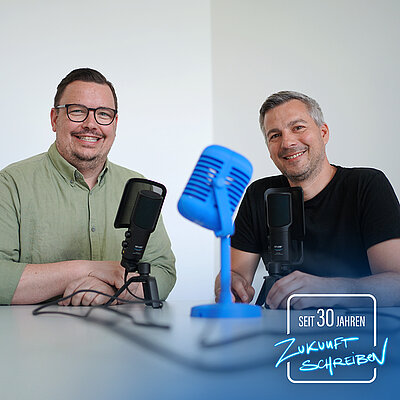Christoph Raithel und Sebastian Hilke während der Podcastaufzeichnung