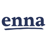 Das Wort 'enna' in dunkelblauer serifenbetonter Schrift mit einem geschwungenen Unterstrich