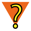 Fragezeichen vor einem orangefarbenen umgedrehten Dreieck