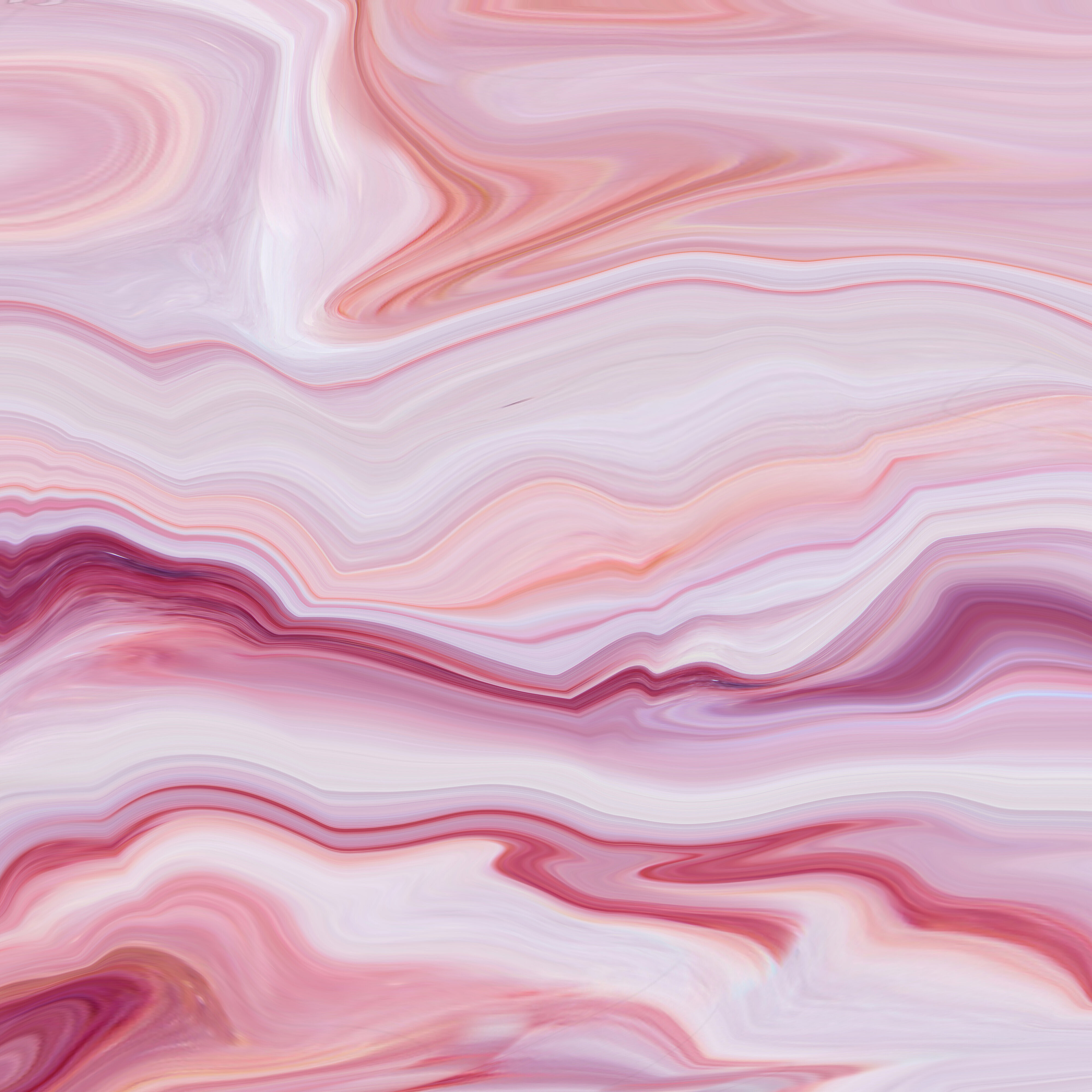 Das Bild zeigt ein abstraktes, marmoriertes Muster mit weich verlaufenden, wellenförmigen Linien in hellen Rosa-, Weiß-, Flieder- und Magentatönen. Die Farbflächen ziehen sich überwiegend horizontal über das Bild und erzeugen einen sanften, fließenden Eindruck ohne erkennbares konkretes Motiv.