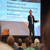 Vortrag über die Zukunft der Batterieindustrie und Bayerns Beitrag zur europäischen Wertschöpfung.