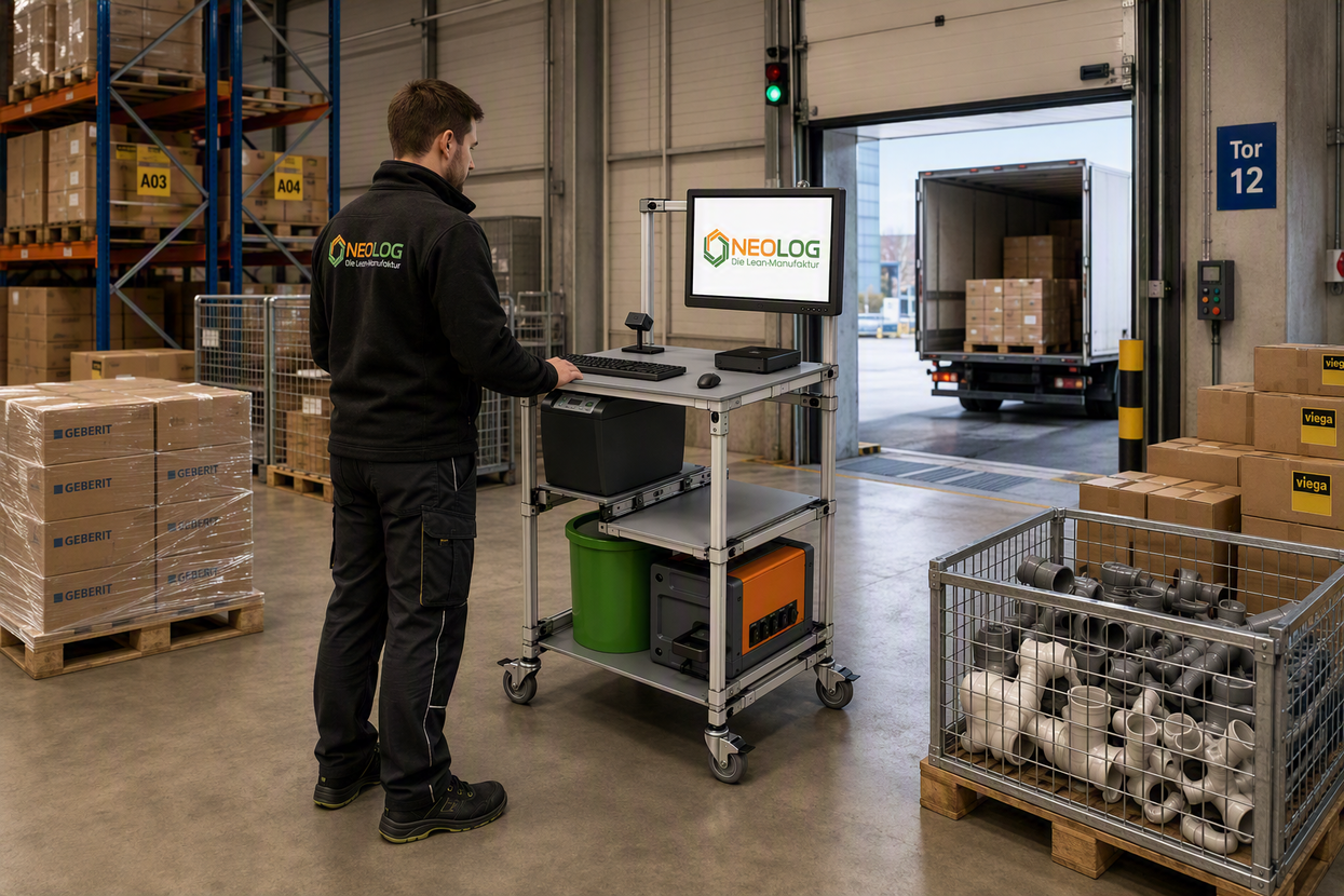 Mobiler, akkubetriebener PC-Arbeitsplatz