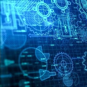 Blaues digitales Interface mit Vernetztung