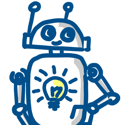 Zeichnung eines Roboters als Logo für den Chatbot
