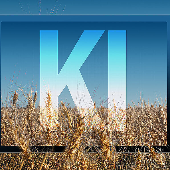 Tablet mit KI in einem Feld