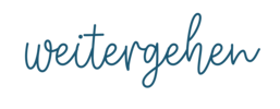 Blauer Schriftzug "weitergehen"